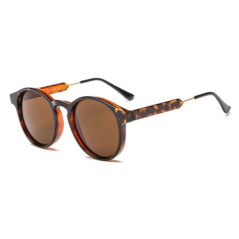 Leopard print round sunglasses
