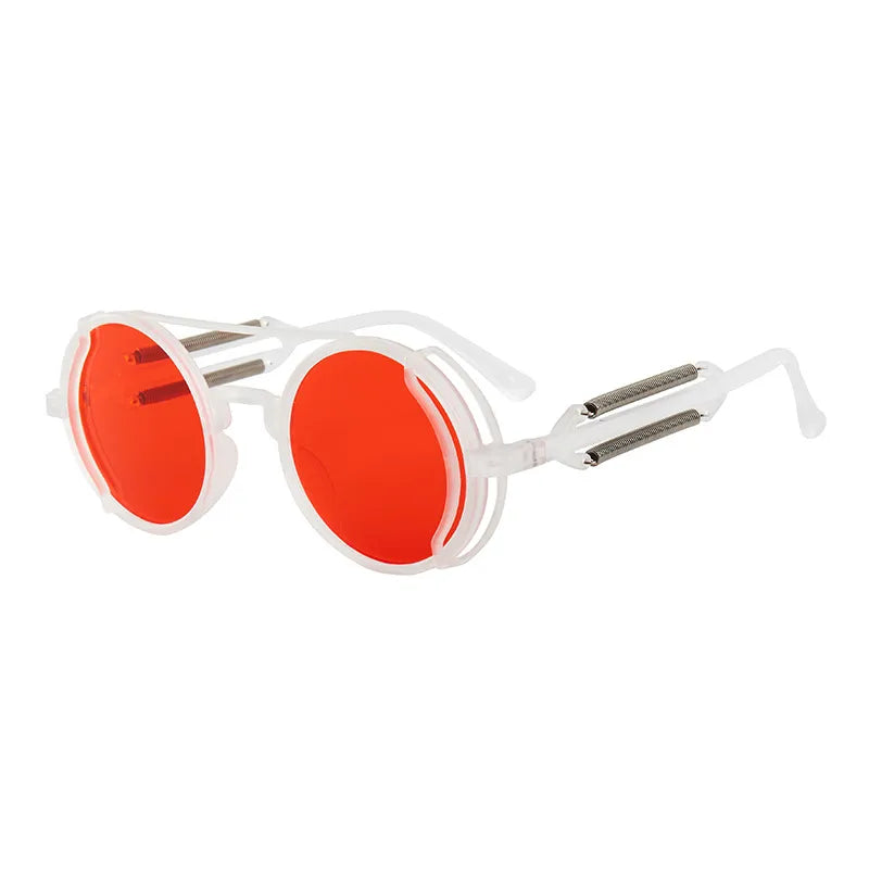 red lens round sunglasses