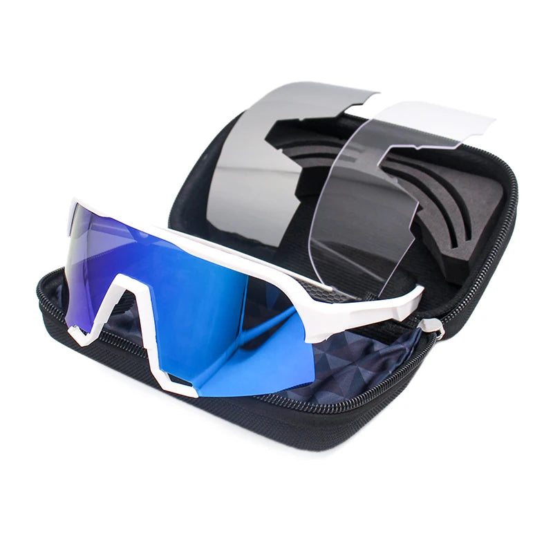 blue and white polarized sport sunglasses 