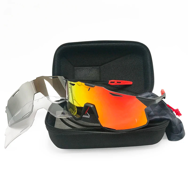 red and gold polarized sport sunglasses