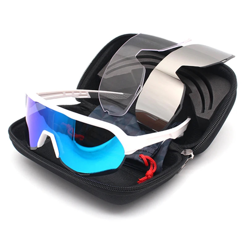 blue and white polarized sport sunglasses