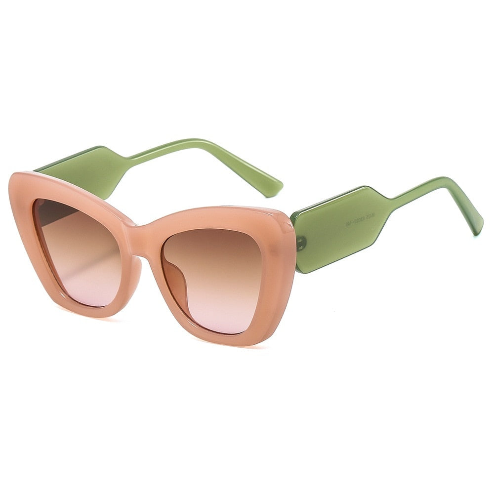 pink and green cat eye sunglasses