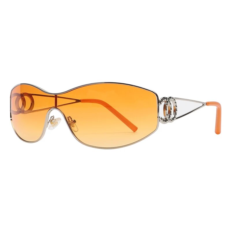 orange rimless sunglasses 
