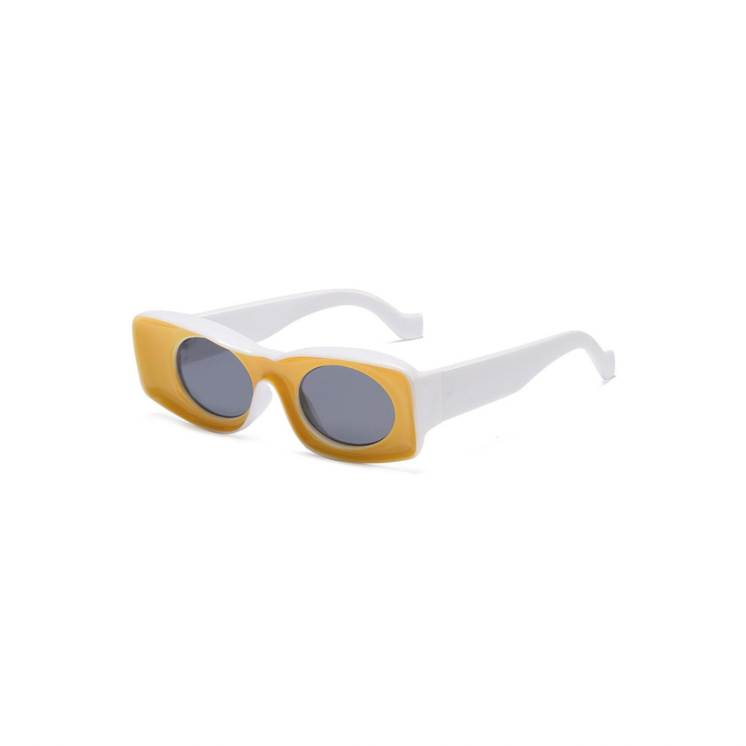 orange and white square sunglasses