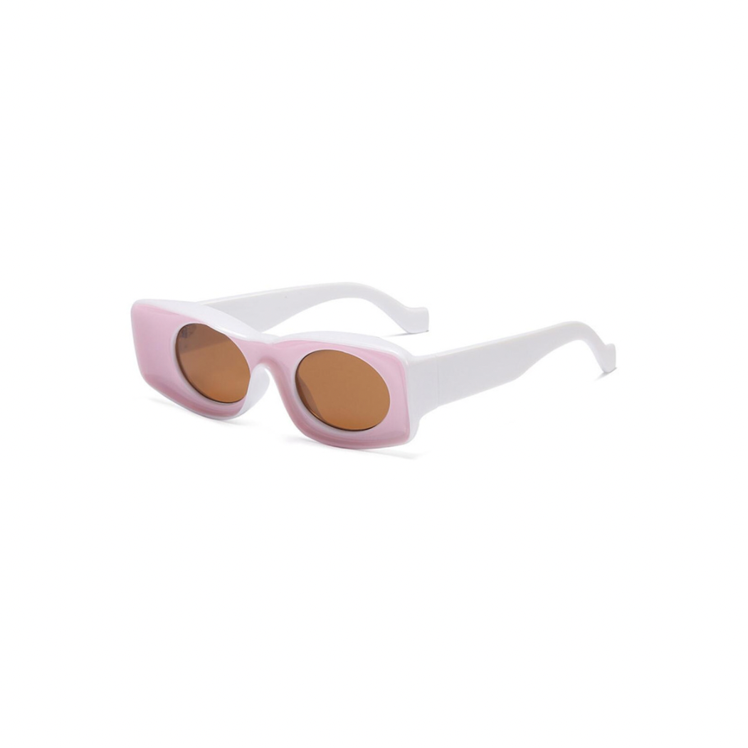 pink and white square sunglasses