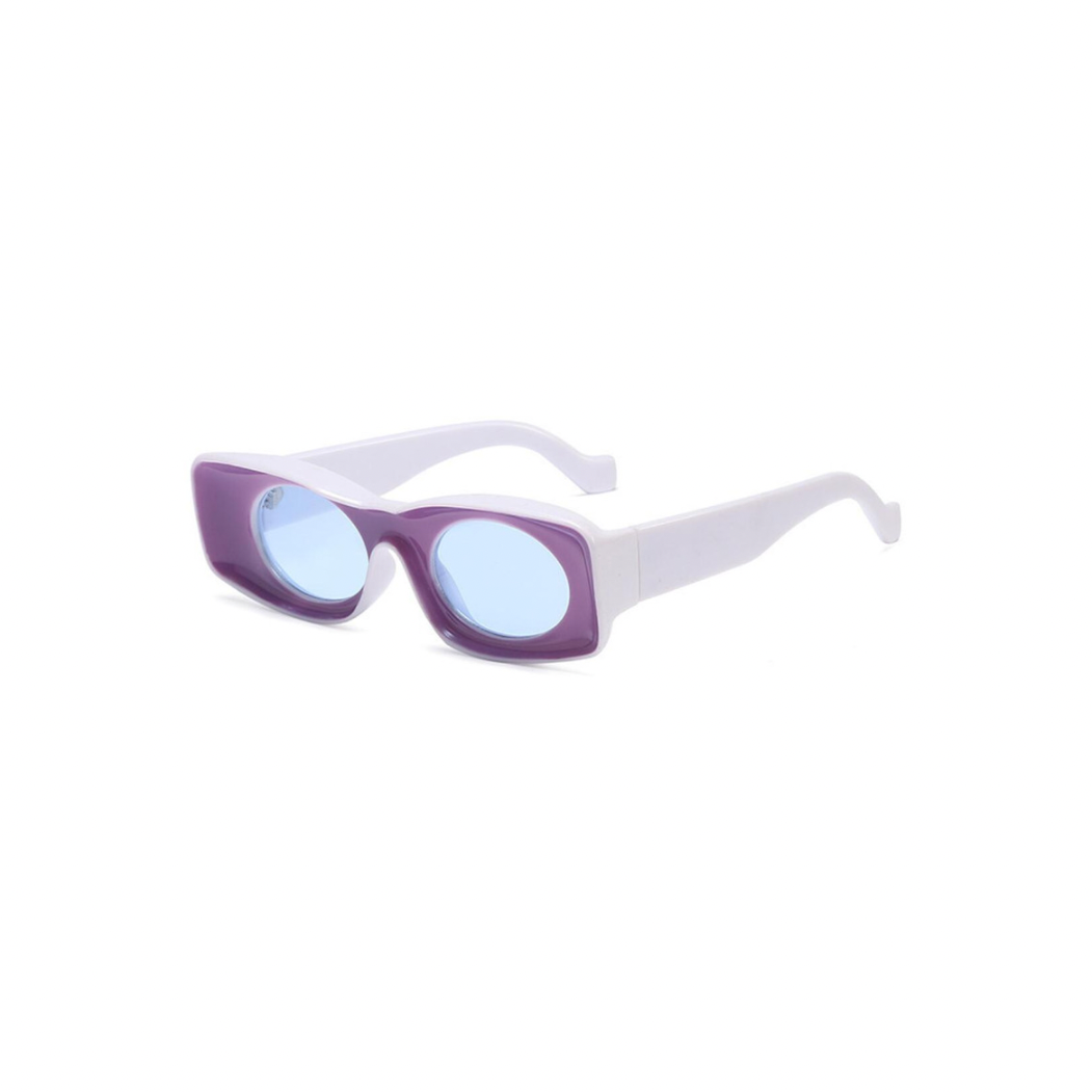 purple and white sunglasses