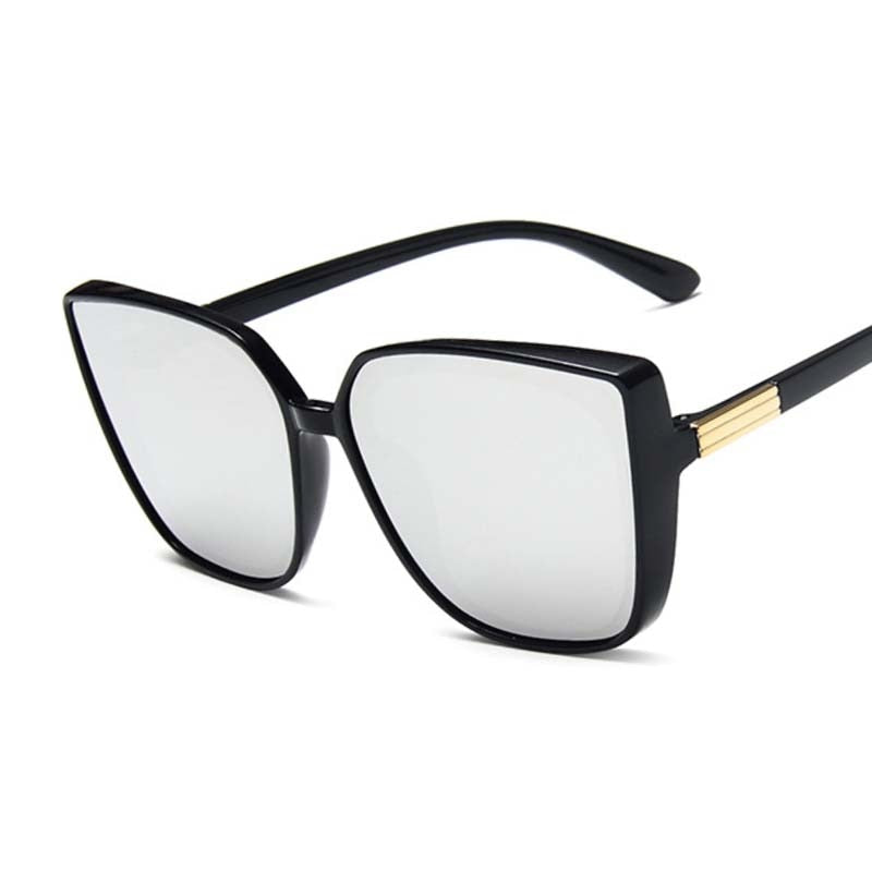 black mirrored square cat eye sunglasses