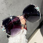 Rimless Crystallite Shield Sunglasses
