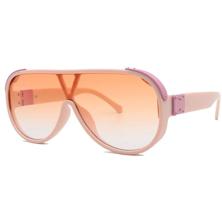 Stand out in a crowd with these retro-inspired goggle oversized sunglasses.