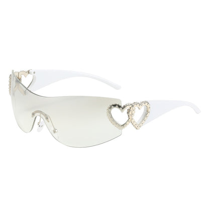 white rimless heart sunglasses 