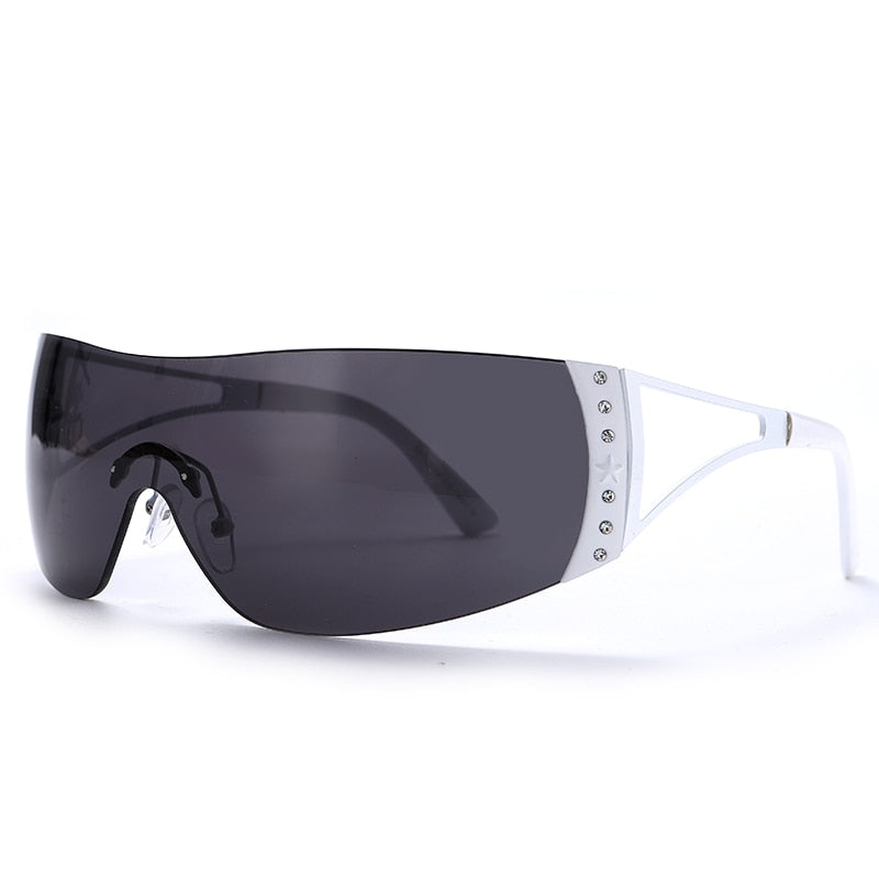 black and white rimless sunglasses