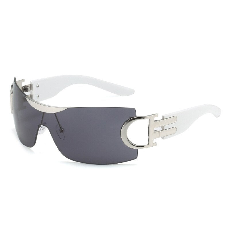 white rimless sunglasses