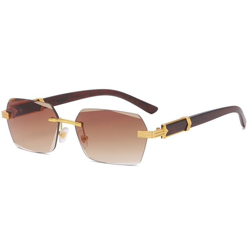 brown rimless sunglasses