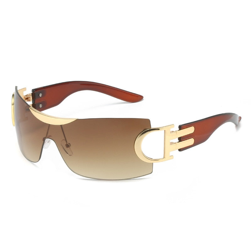 brown rimless sunglasses