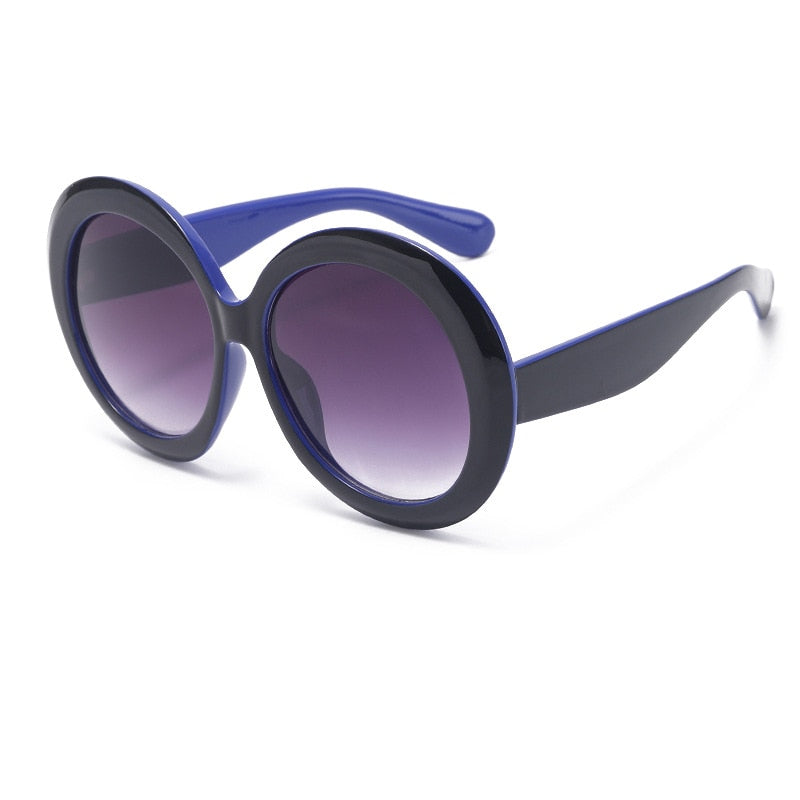 black and blue round sunglasses