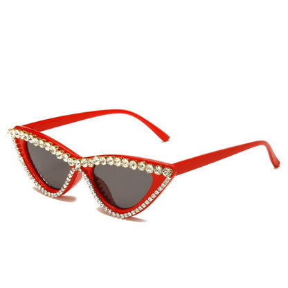 Vintage Luxury Crystal Diamond Cat Eye Sunglasses
