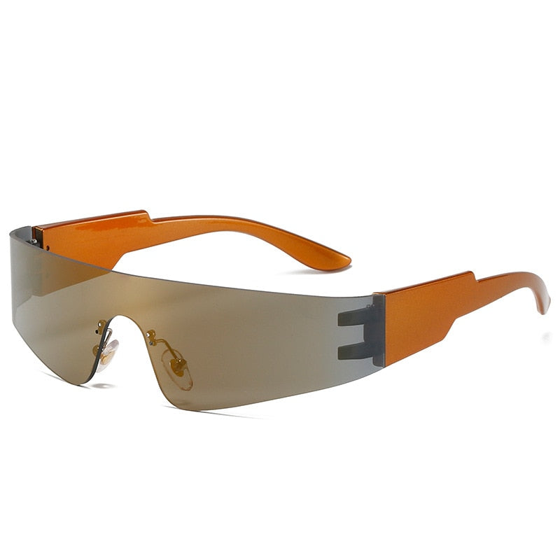 orange rimless sunglasses