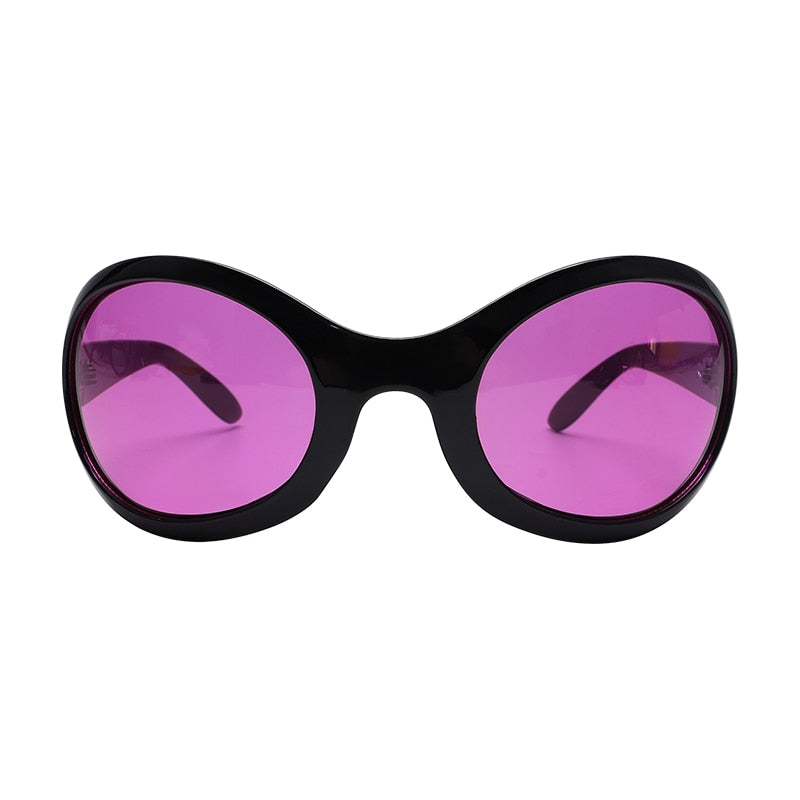 purple lens round sunglasses