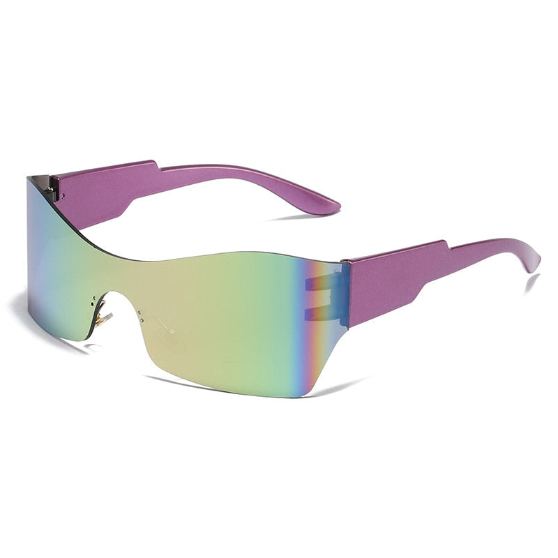 purple polarized rimless sunglasses