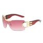 pink rimless sunglasses