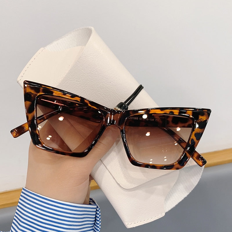 leopard print square cat eye sunglasses