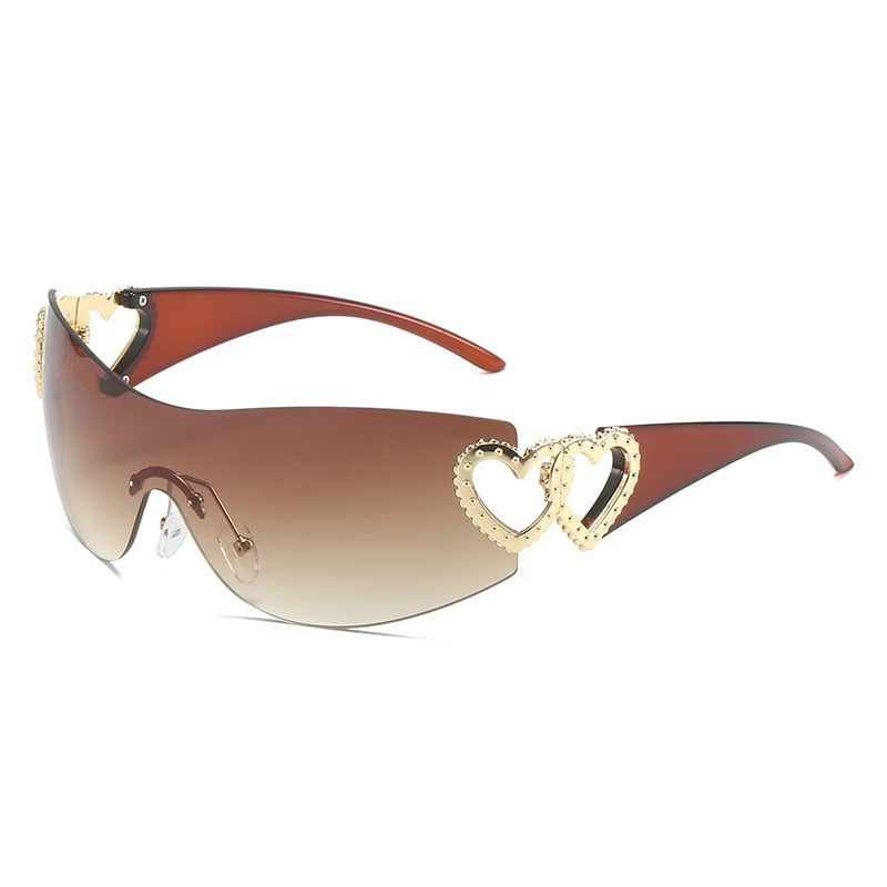 brown rimless heart sunglasses 