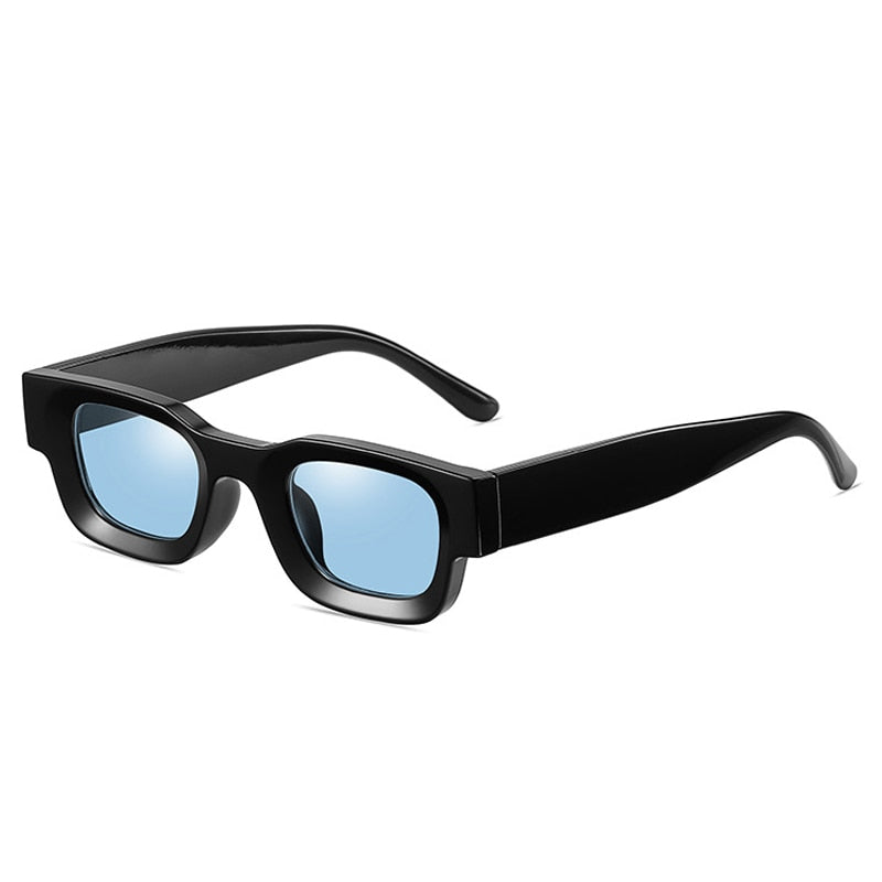 black and blue square sunglasses