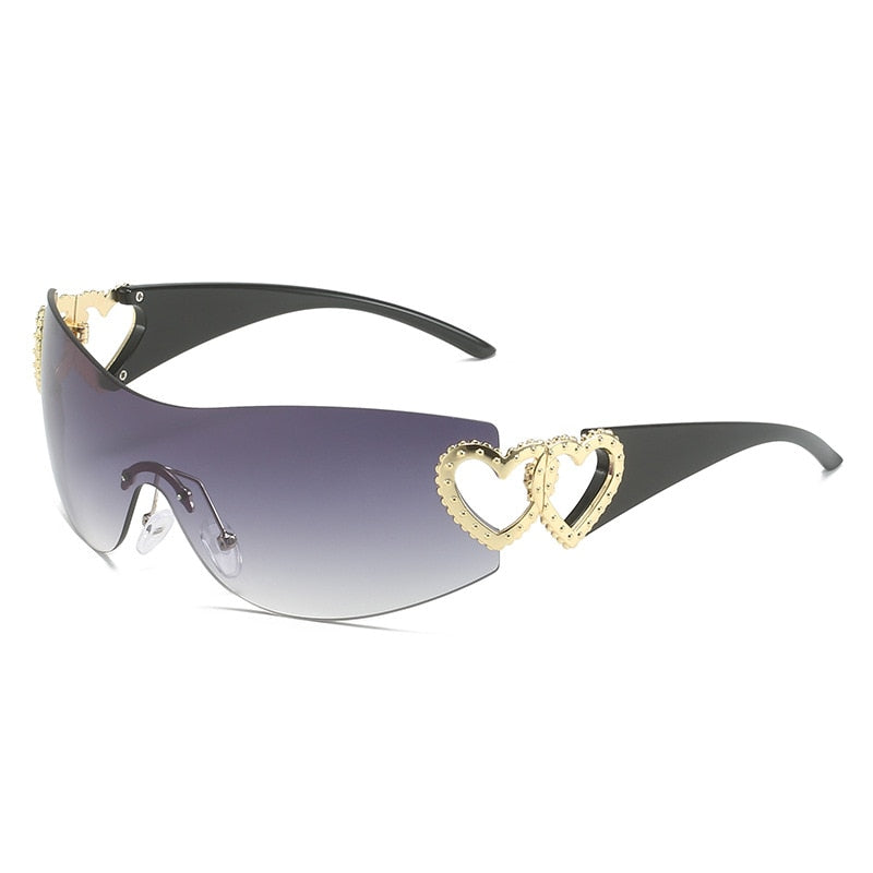 black rimless heart sunglasses