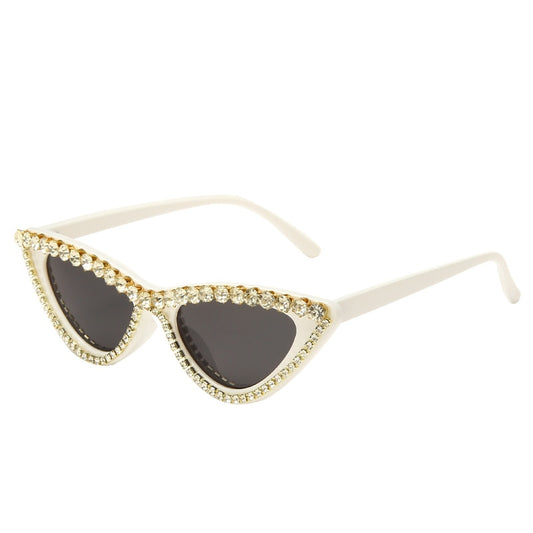 Vintage Luxury Crystal Diamond Cat Eye Sunglasses